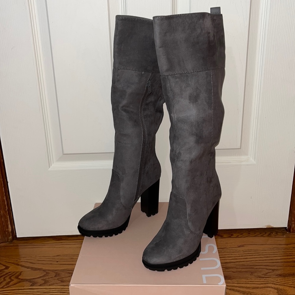 Grey heeled boots size 7
